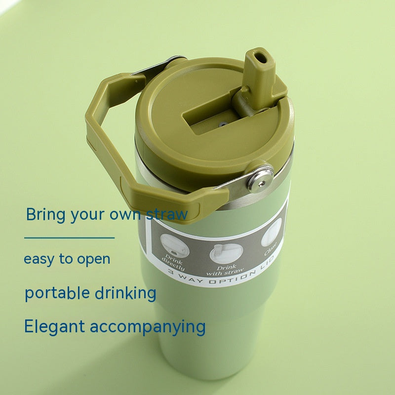 Portable Car Cup Stainless Steel Cup Travel Sports Water Bottle With Handle Cover Coffee Tumbler Cup - Rhino Lifestyle