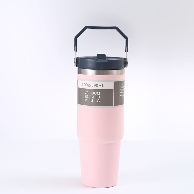 Portable Car Cup Stainless Steel Cup Travel Sports Water Bottle With Handle Cover Coffee Tumbler Cup - Rhino Lifestyle