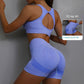 2pcs Sports Fitness Yoga Suit Breathable Hip-lifting Shorts And Hollow Out Back Bra Womens Clothing - Rhino Lifestyle