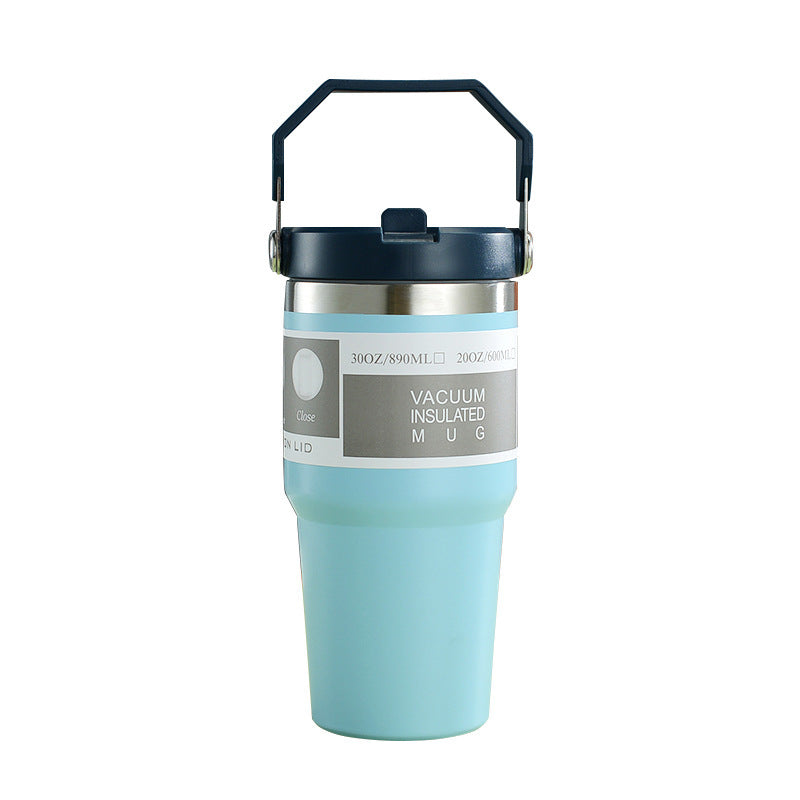 Portable Car Cup Stainless Steel Cup Travel Sports Water Bottle With Handle Cover Coffee Tumbler Cup - Rhino Lifestyle