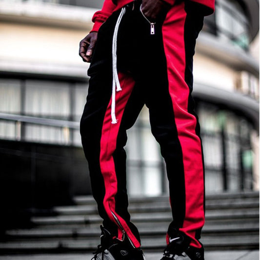 Fitness Trousers Men's Trendy Brand Zipper Pocket Stitching Sports Feet Beam Mouth Men - Rhino Lifestyle