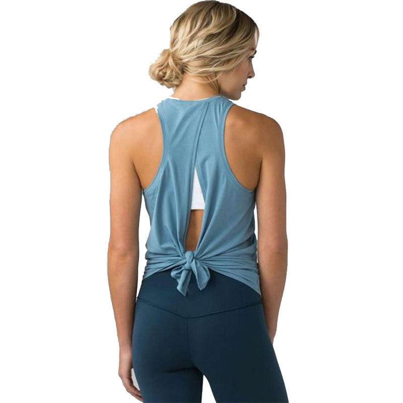 Women Backless Yoga Tank Top Shirts Sleeveless Off Shoulder Sports T Shirt Backless Crop Tops Racerback Gym Workout Clothes - Rhino Lifestyle