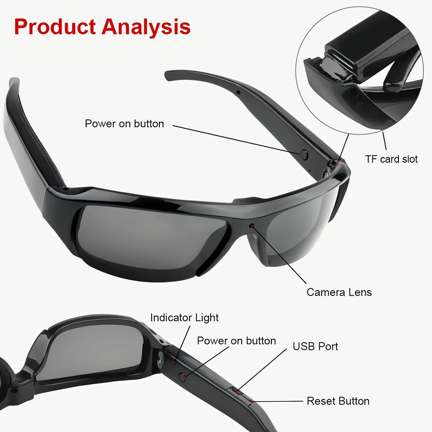1080p HD POV Camera Glasses Outdoor Shooting by Rhino Lifestyle