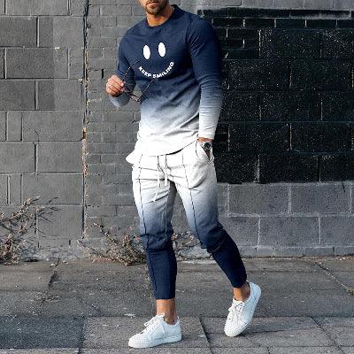 Round Neck Long Sleeve T-shirt Trousers Suit Men - Rhino Lifestyle