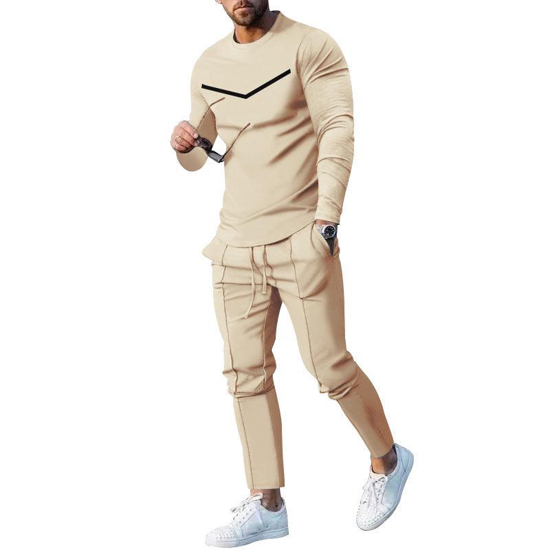 Round Neck Long Sleeve T-shirt Trousers Suit Men - Rhino Lifestyle