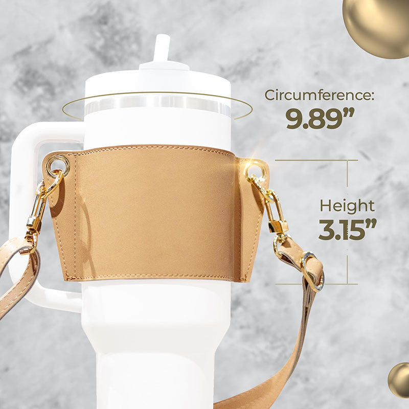 Water Bottle Handle Shoulder Strap For 30-40oz Bottles PU Leather Tumbler Handle Water Bottle Sling Accessory - Rhino Lifestyle