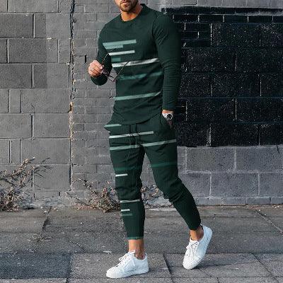 Round Neck Long Sleeve T-shirt Trousers Suit Men - Rhino Lifestyle