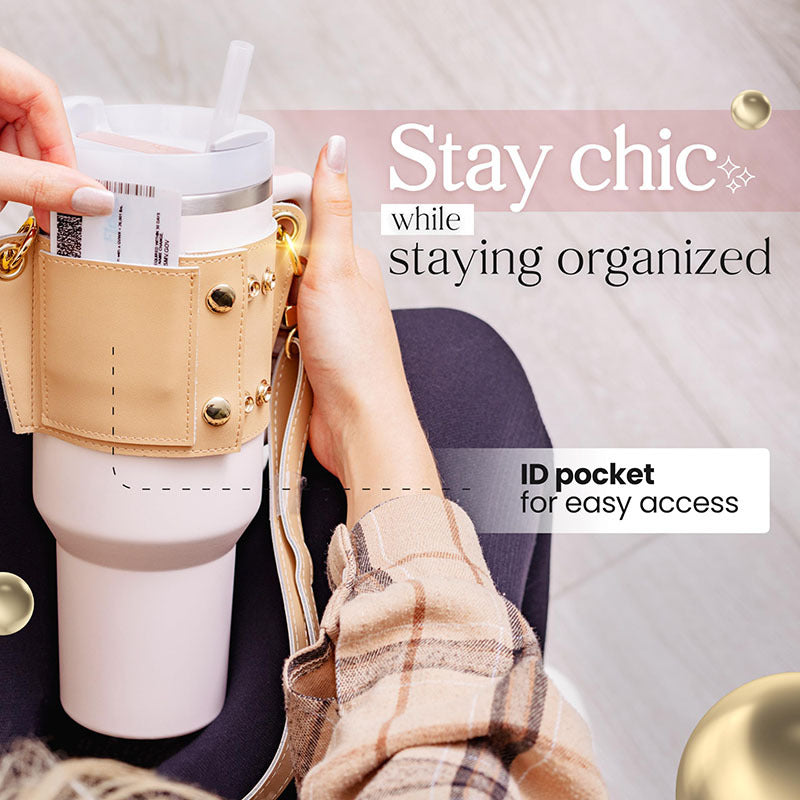 Water Bottle Handle Shoulder Strap For 30-40oz Bottles PU Leather Tumbler Handle Water Bottle Sling Accessory - Rhino Lifestyle