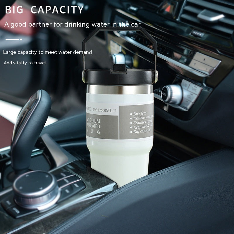 Portable Car Cup Stainless Steel Cup Travel Sports Water Bottle With Handle Cover Coffee Tumbler Cup - Rhino Lifestyle